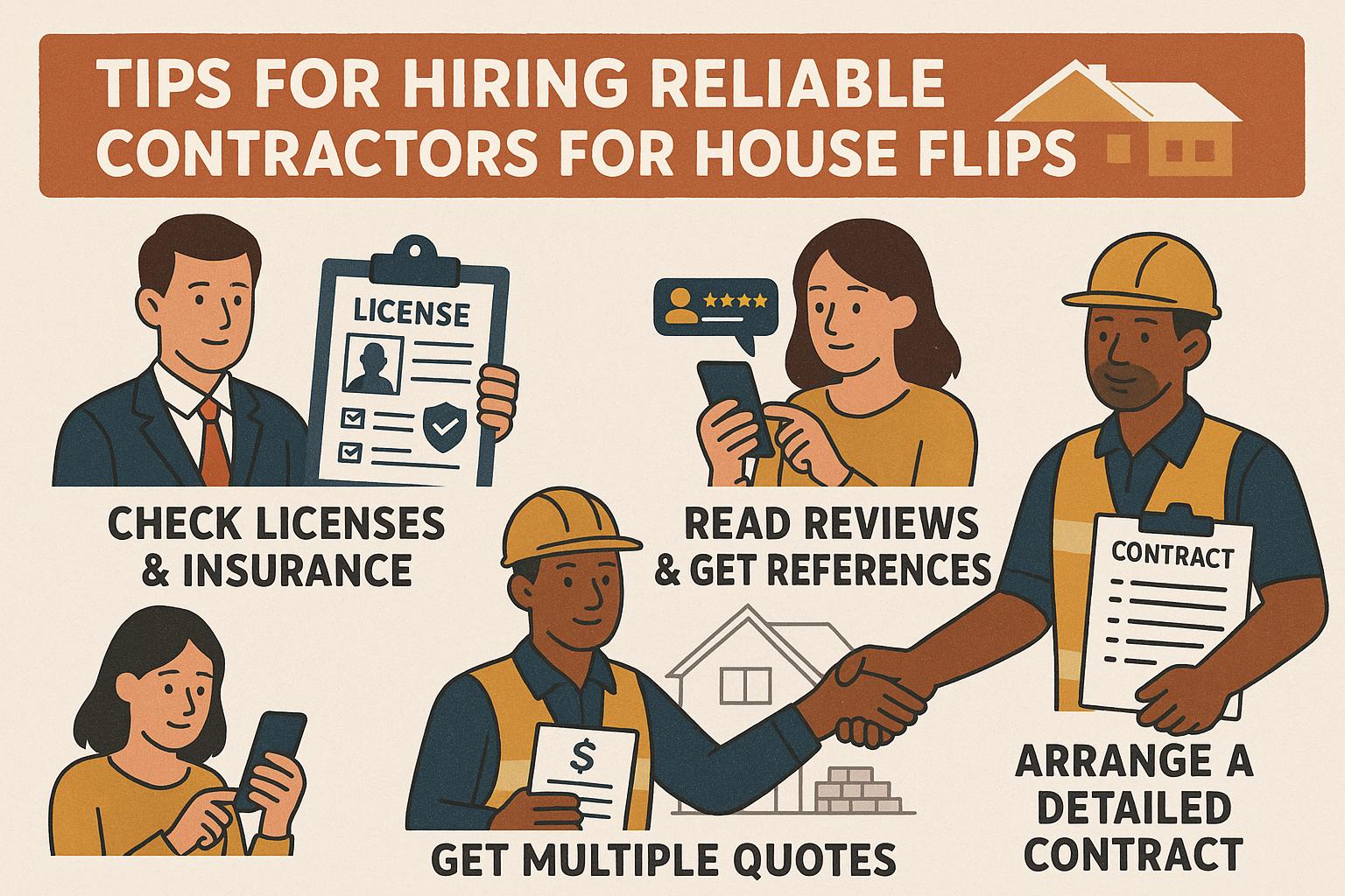 Tips for hiring reliable contractors for house flips.